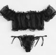 Set lingerie con crop top trasparente 